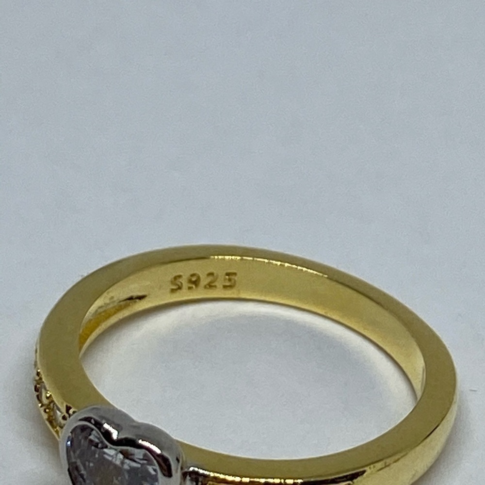 CRYSTAL heart ring gold plating on sterling silver - Picture 6 of 9